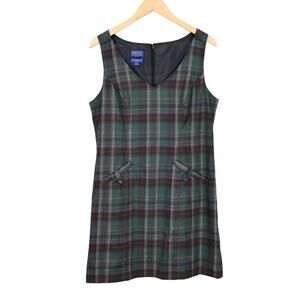 Pendleton Vintage 100% Virgin Wool Lined Dress Jumper Green Plaid Size 12 Petite